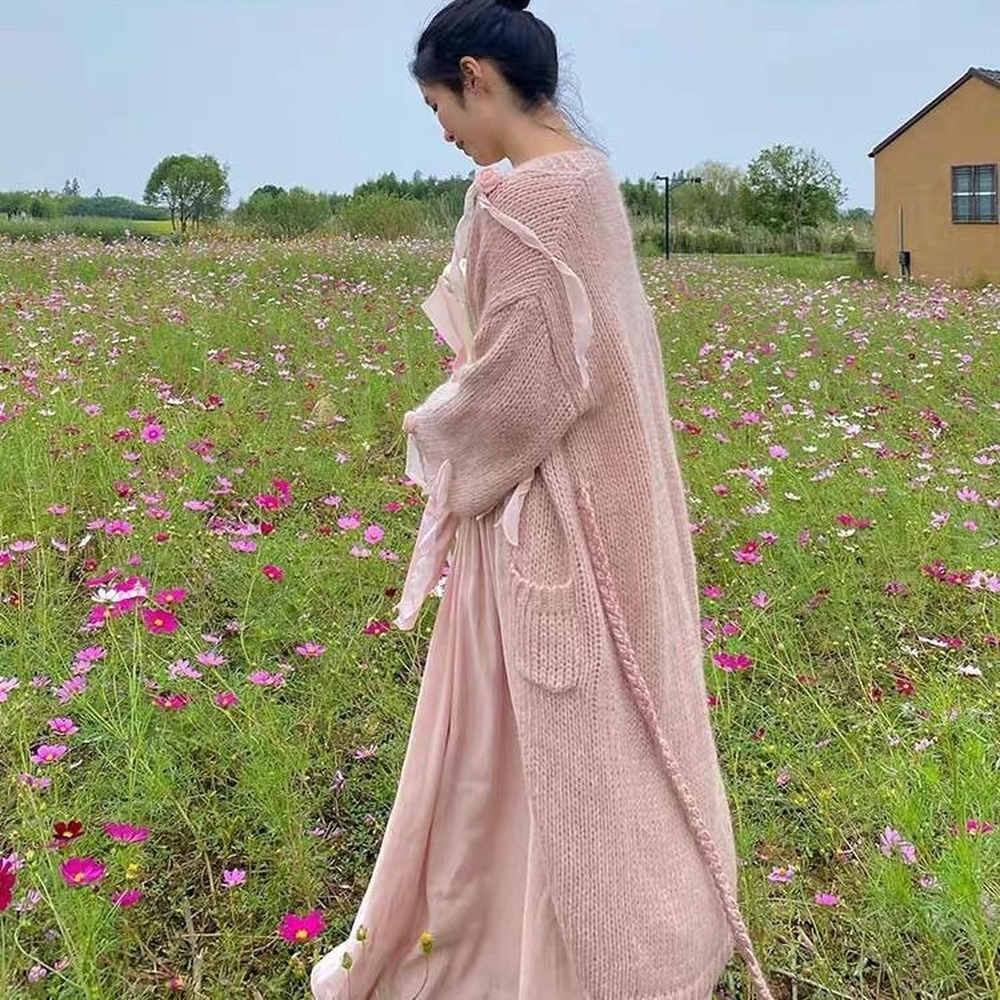 Elegant Pink Flower Cardigan - Picture 2 of 2